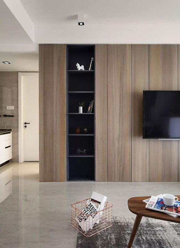 设计素雅的99㎡三房装修,木板电视背景墙真大气,梦想中家的样子