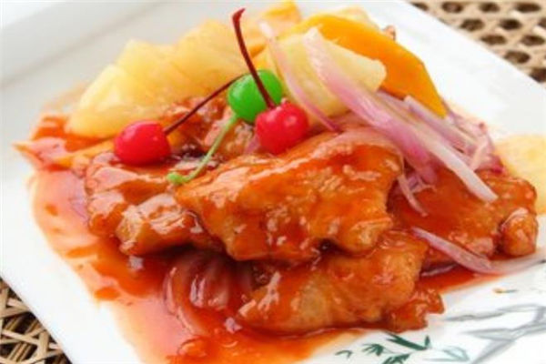 20克,大葱10克,盐1克,鸡蛋50克,淀粉(豌豆)75克,植物油35克,果汁100克