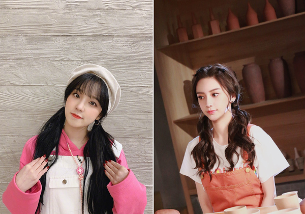 跑男姐妹花撞发型,同样是低马尾,31杨颖少女感不输20岁宋雨琦