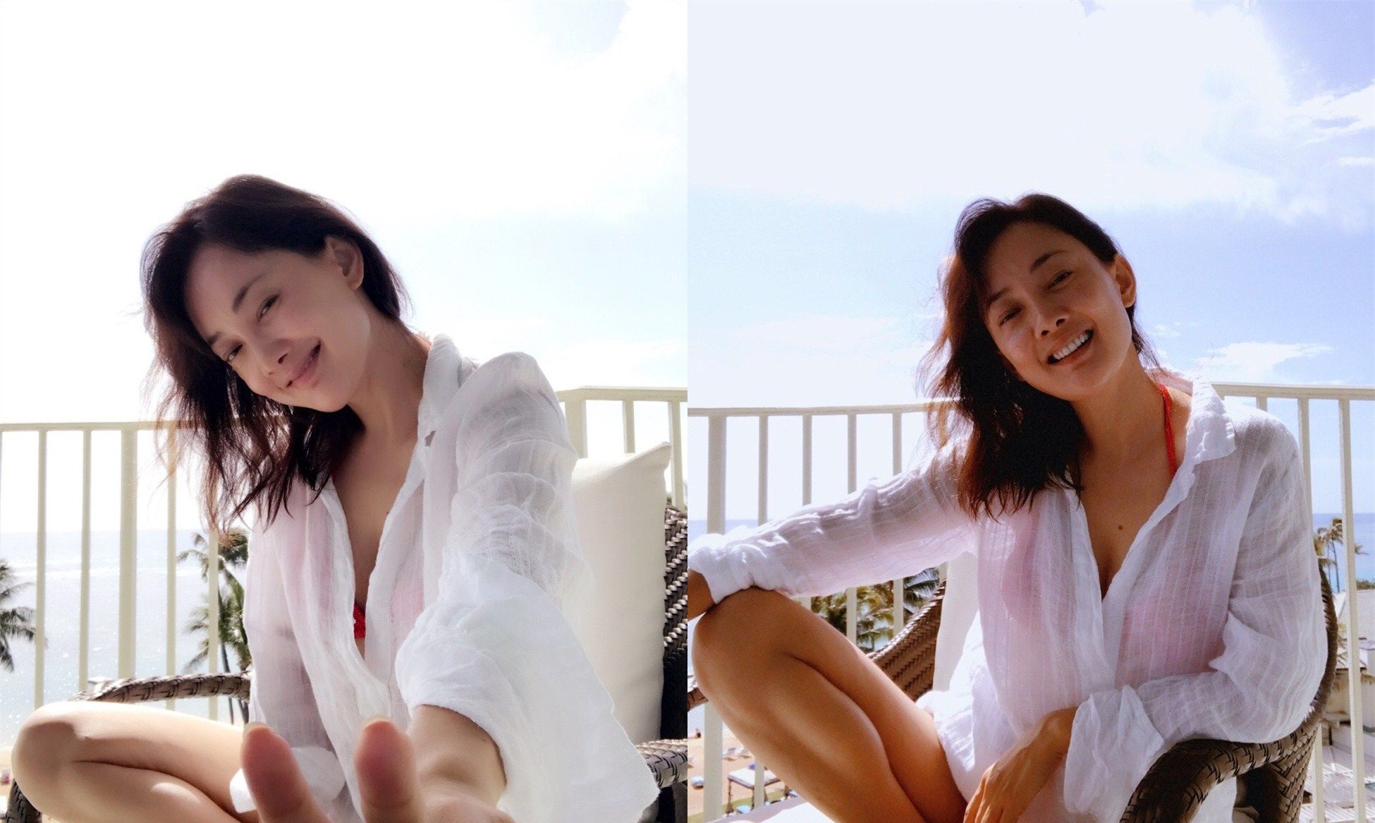 47岁牛莉真胆大,穿衬衫故意少系两颗扣,雪白"事业线"太撩人