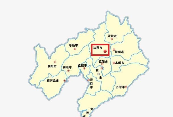 沈阳市在辽宁省的位置如下所示——基本属于全省中间的城市.