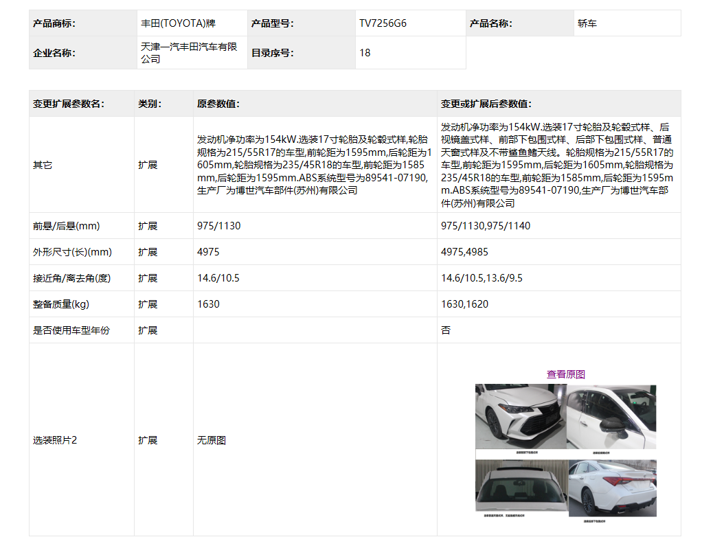 新款丰田亚洲龙曝光，增加运动包围套件，车身长度增加1cm