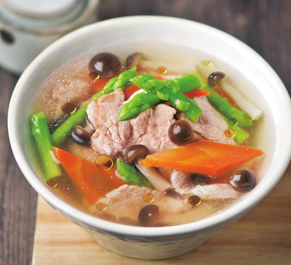 芦笋蘑菇瘦肉汤芦笋是蔬菜之王,叶酸含量非常丰富,适当多吃芦笋能美白