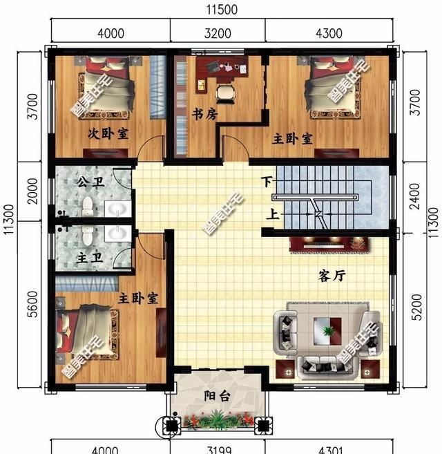 简约大气的两栋农村别墅,宽11米多,客厅不挑空也很美
