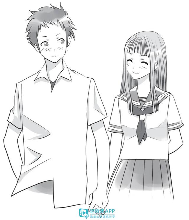 超简单的情侣姿态动作画法!