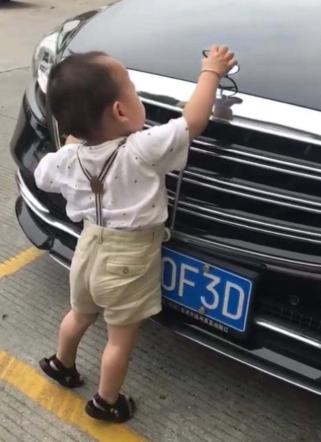 熊孩子掰断11台豪车车标,爸爸的处理方式,反而把车主们逗乐了