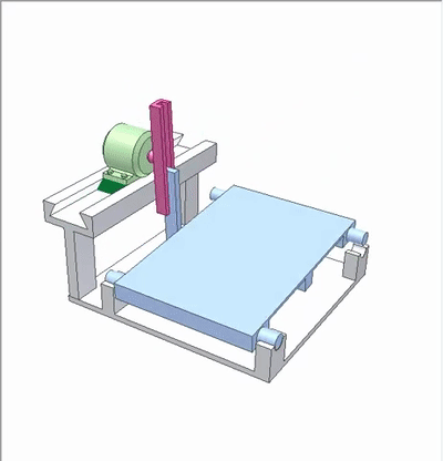 90°翻转机构4对塞子和紫色活塞的运动进行编程以得到合适的运动