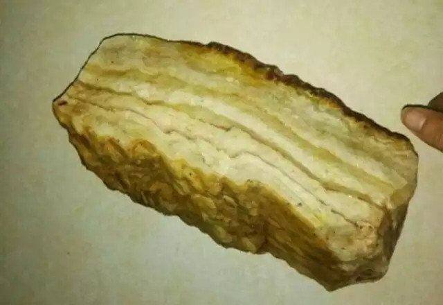 正文                      这块石头可能是罕见的猪肉石,虽然不知道