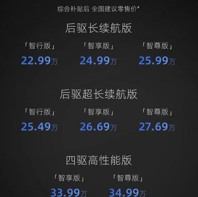 小鹏p7(配置|询价)正式上市,新车共推出8款车型,补贴后售价为22