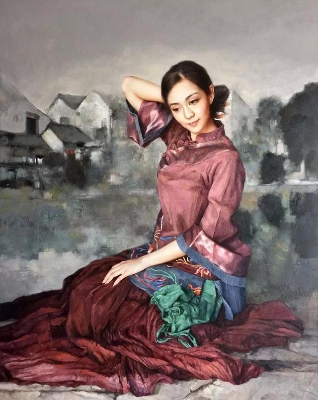 艺术家用人体油画演绎唯美东方女性单纯清澈不媚不妖
