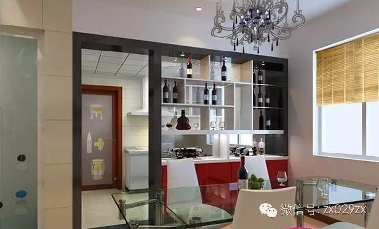 厨房门用酒柜代替,这样也能储物7.