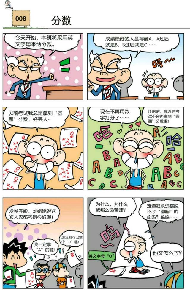呆头漫画:你考试完老师会用英文字母来给你打等级么?