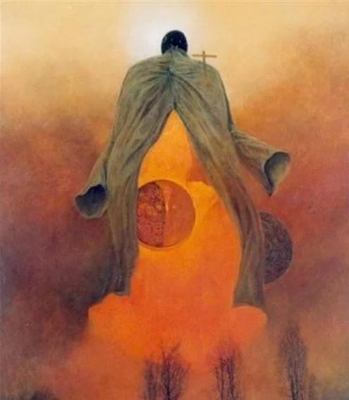 格雷的画在他的第三幅画里,画面上的生物头部大体上是白色的,脸的中