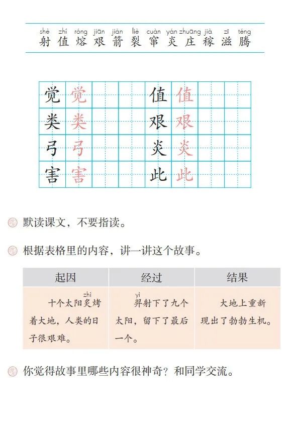 微课堂统编语文二年级下册第25课羿射九日图文解读知识点同步练习