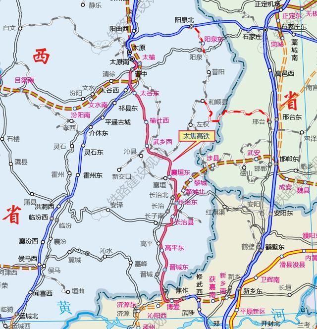 太焦高铁线路走向示意图▼