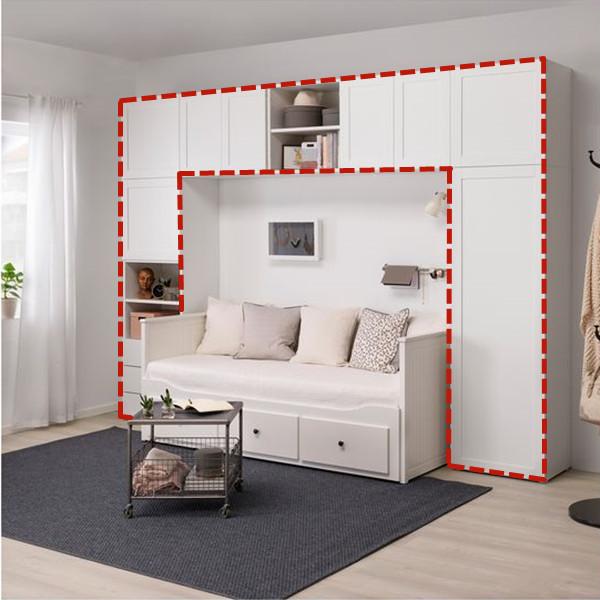 小户型教科书式收纳,围着沙发做一圈n字型柜子,多10㎡收纳空间