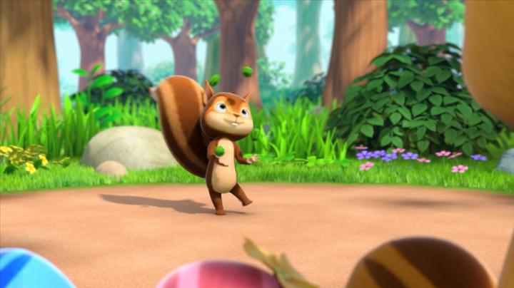 萌鸡小队:小松鼠身手真好,杂技玩得真溜,大家快来鼓个掌