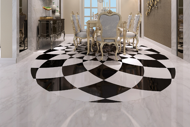 用不规则的花纹造型瓷砖铺地砖最后铺完的效果美翻了