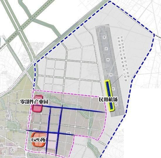 新城机场规划图在沈北新区二台子,侯三家子和南台村附近建设连续性