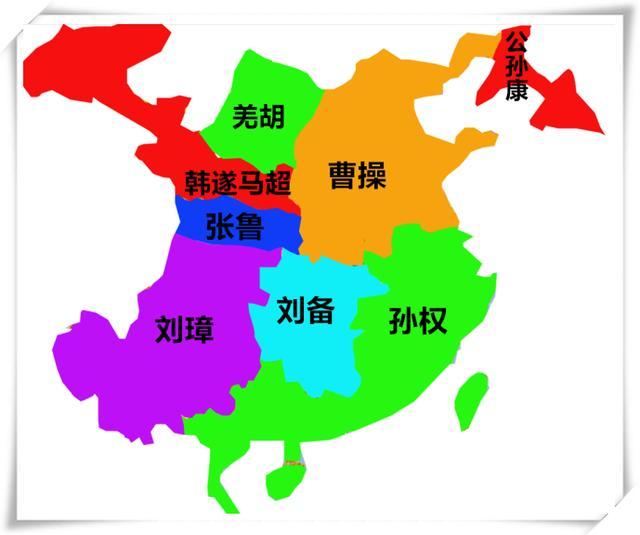 再看看益州的情况,刘璋割据在巴蜀之地,张鲁割据在汉中.