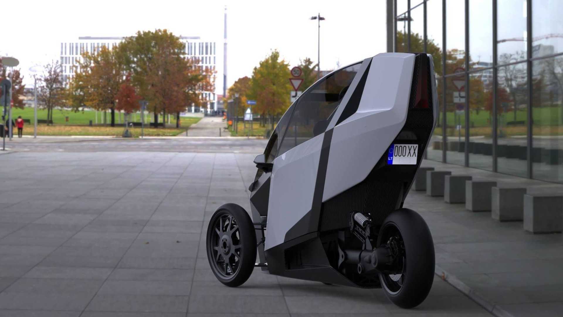 ako发布可倾斜的电动倒三轮摩托 续航里程超过300公里