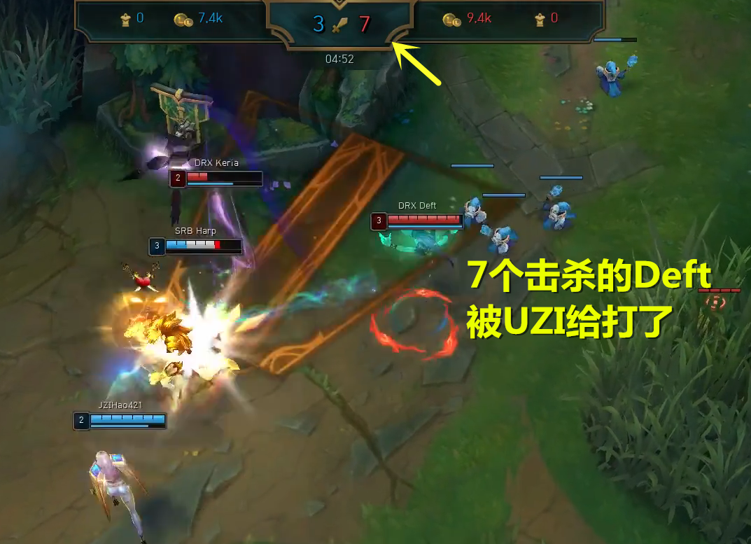 lol两大无冕之王adc对决,开局7个击杀的deft,对线却对不过uzi