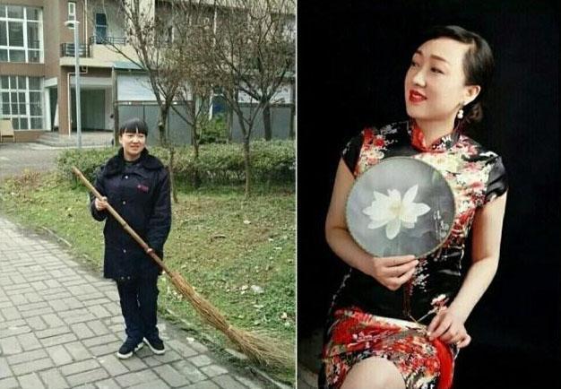 保洁阿姨穿旗袍搞卫生走红,被称为"保洁西施",成校园靓丽风景