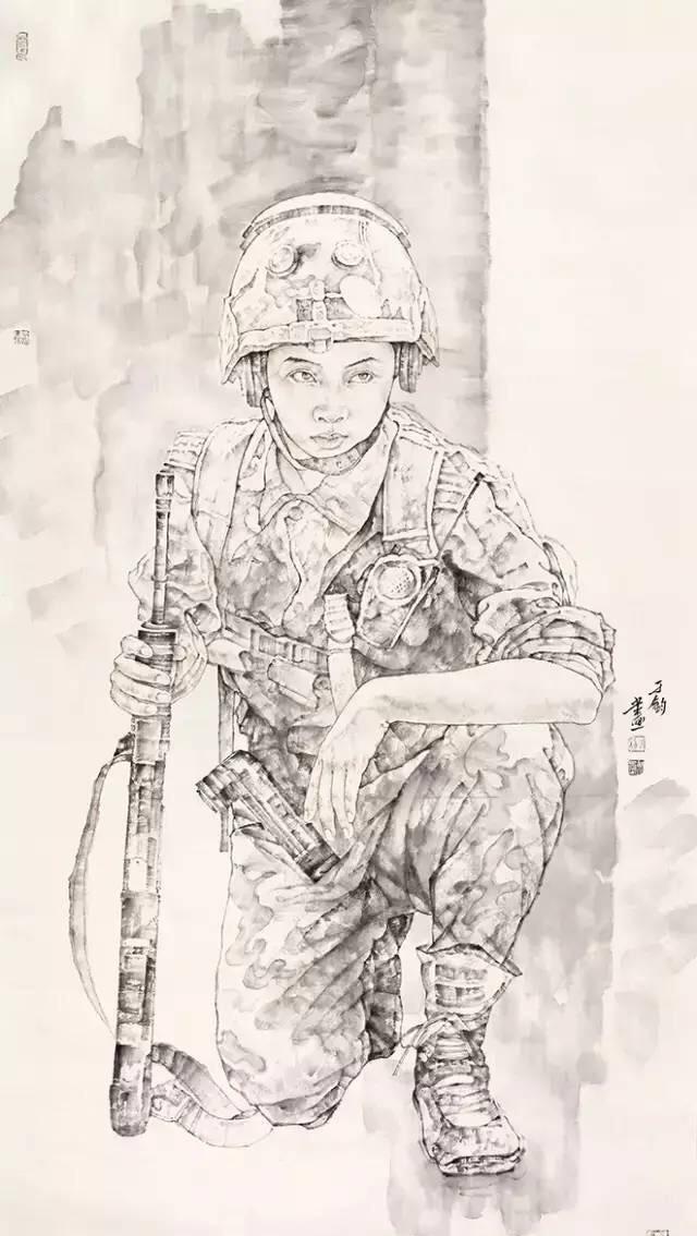 青岛画家于钧用传统的水墨画出性感的现代女郎