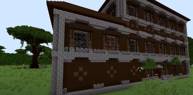 我的世界:如何在游戏中改造一座林地府邸?这才可以叫豪华基地