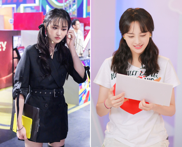 郑爽扎卷发双马尾超显嫩和80后杨幂杨颖正面pk装嫩谁更强