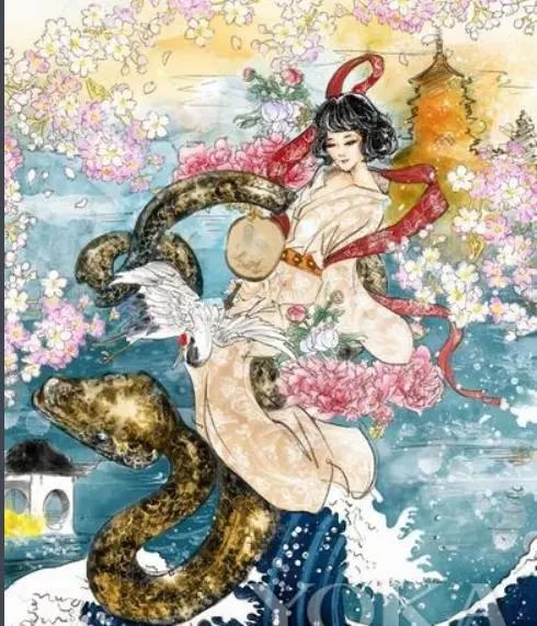 见到一对老夫妇正在和女儿"栉稻田比卖"(也叫做"奇稻田姬")一起哭泣