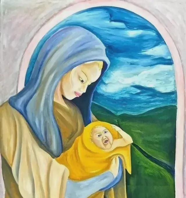 只差一个字母   但展品画风却是天差地别           《圣母与圣婴》