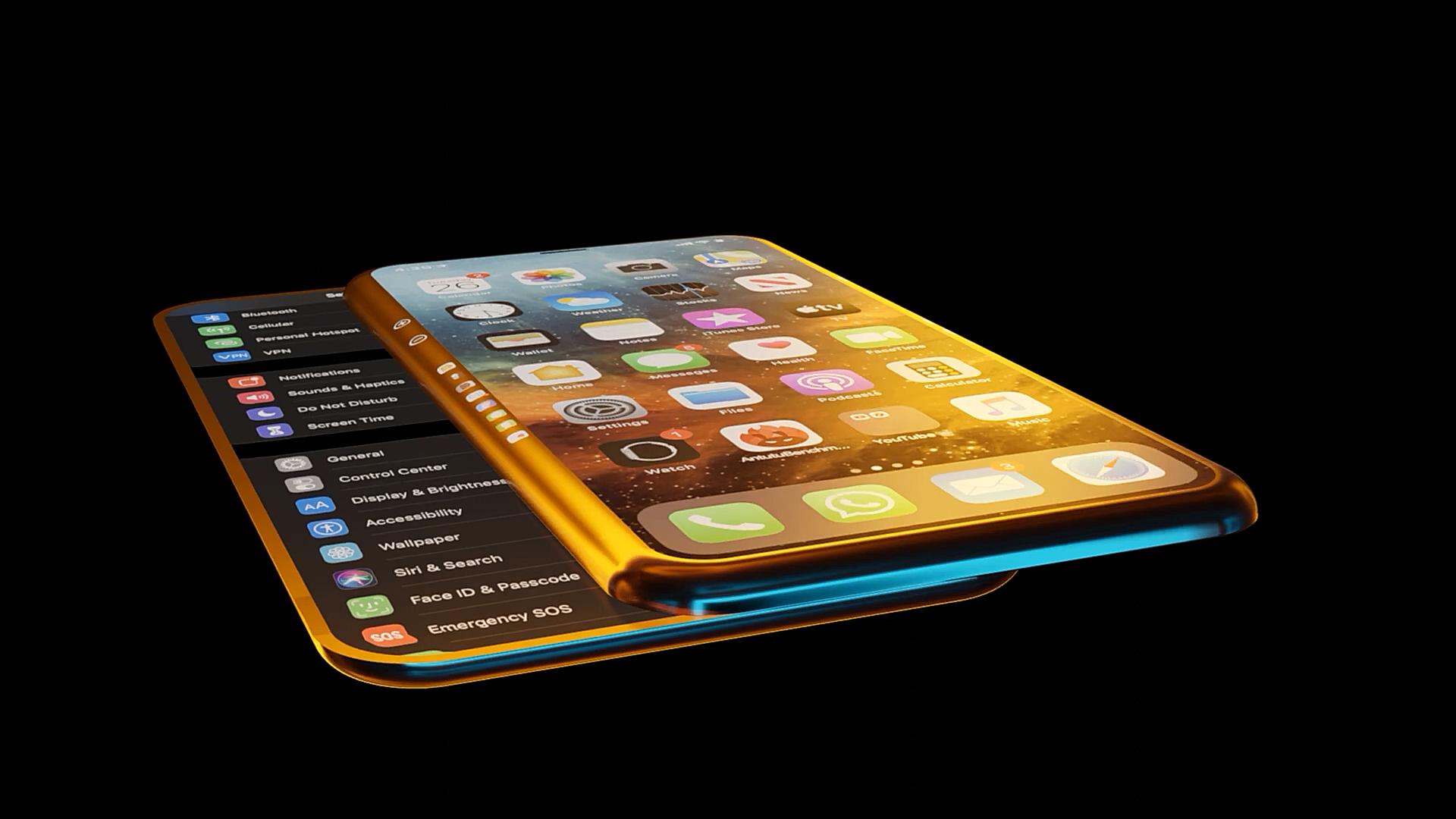 iphone12概念图双层机身两块全面屏屏幕还能左右滑动