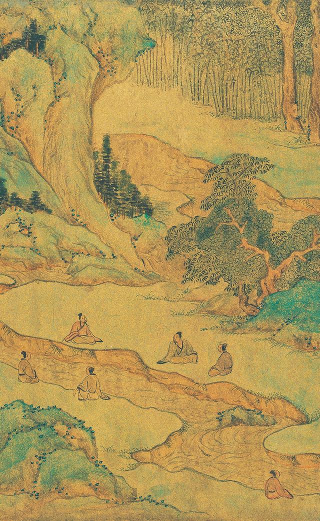 文徵明 兰亭修禊图金笺全卷