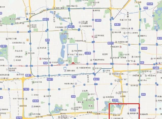 事实上,北京二环路的东南角绿化很多,但是交通不方便,这个地区的地图