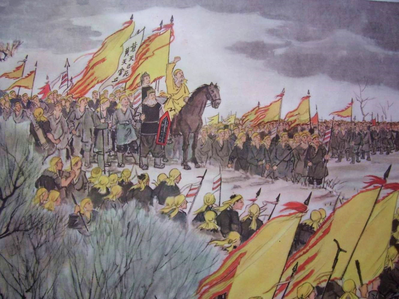 黄巾起义绘画复原东汉末年,皇权衰微,群雄逐鹿中原,都想从中分得一