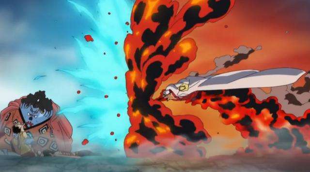 与黄猿的短暂接触中将黄猿踢飞,后又踢飞青雉救援路飞,接着还挡住赤犬