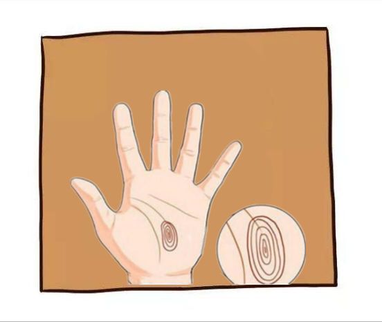 一圈又一圈,如果宝晕纹像环形,则此人可封侯拜相;如果宝晕纹像铜钱