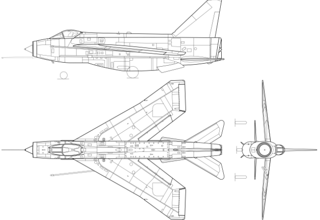 英国"闪电"战斗机三视图第一架原型机p.