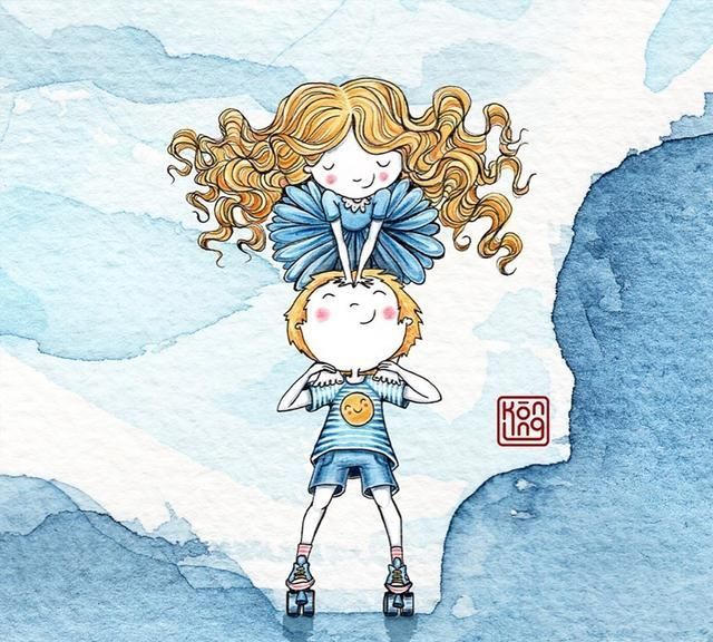 孩子,用心生活,用心欢笑:淡蓝色的水彩,关于成长的纪念册