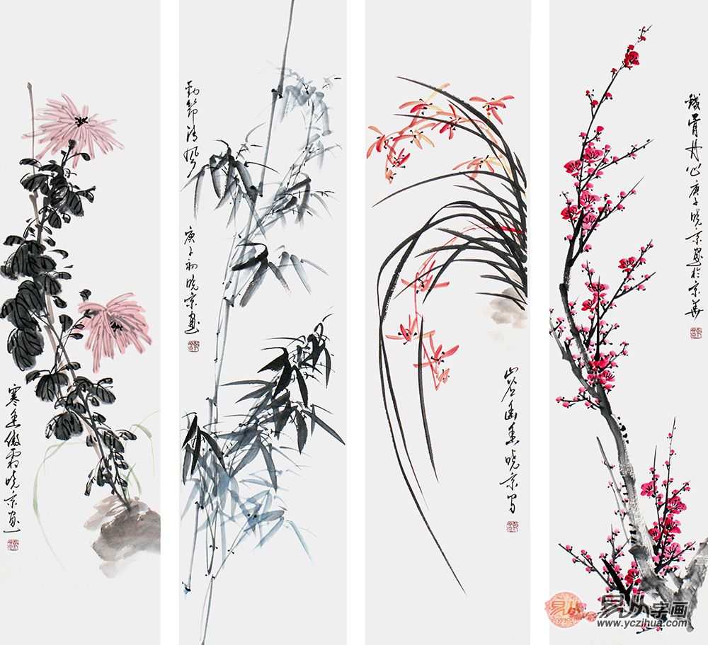 梅兰竹菊国画赏析 当代唯美的梅兰竹菊国画