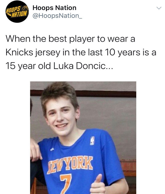 东契奇晒训练照15岁时曾穿安东尼战袍美媒尼克斯10年最强