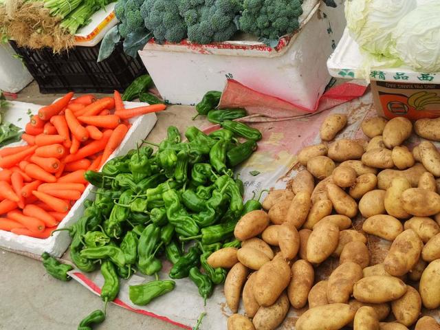 晒晒我家附近小路上的小地摊,大清早就挤满了人,菜价真便宜