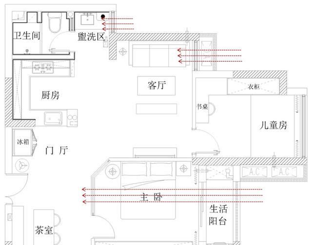 宋颖作品：爆改68㎡小户型，客厅卧室儿童房互换