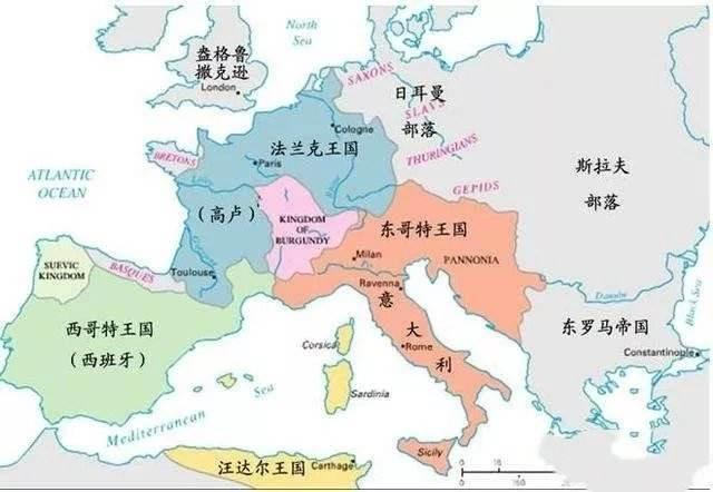 4世纪后半期,日耳曼人按居住地域划分为两大部落集团,以撒克逊人与