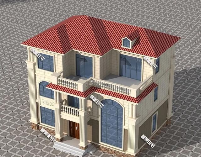 斜屋面设计的农村别墅,框架结构的简欧户型,造价38万