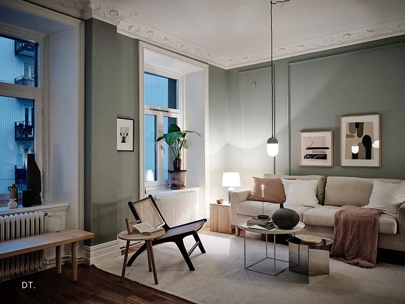 小户型64㎡莫兰迪绿原木公寓