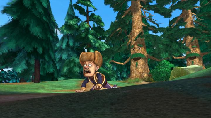 熊出没:强哥真是见鬼啦,后面的树都成精了,追着光头强笑