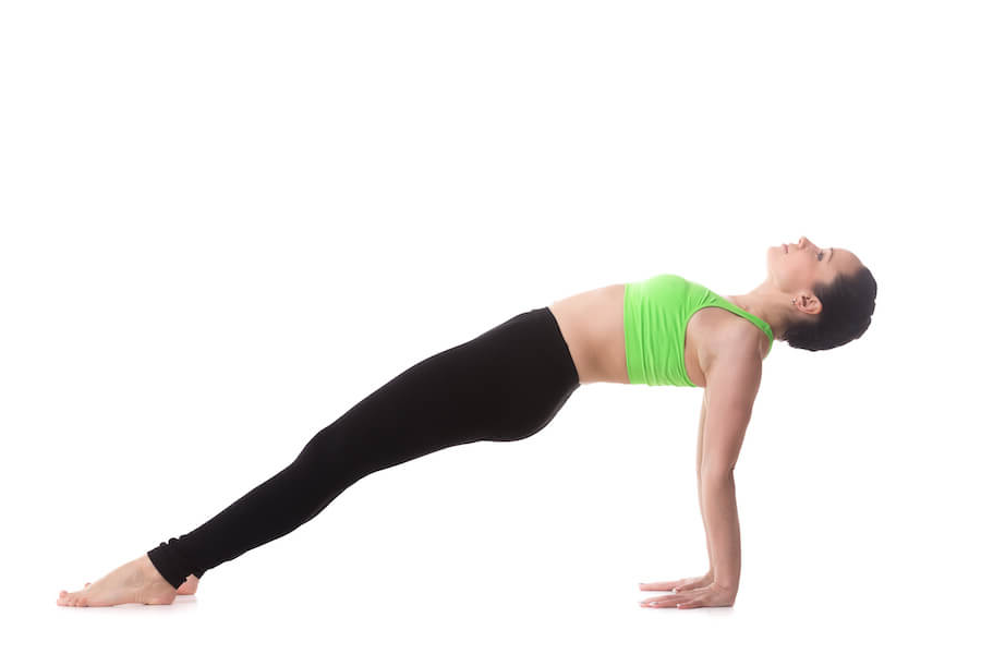 8,反台式双臂放到身体后方,手指朝向前方;挺胸,肩膀向两侧打开.