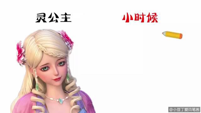 00:35 用1幅画展示灵公主小时候的样子,从小就是